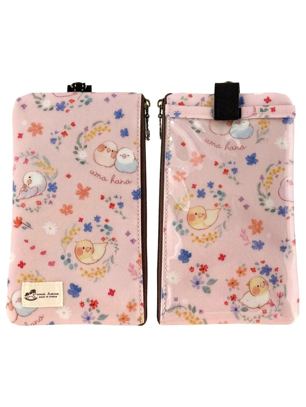 Waterproof Floral Bird Phone Case Pouch W/ Neck Strap